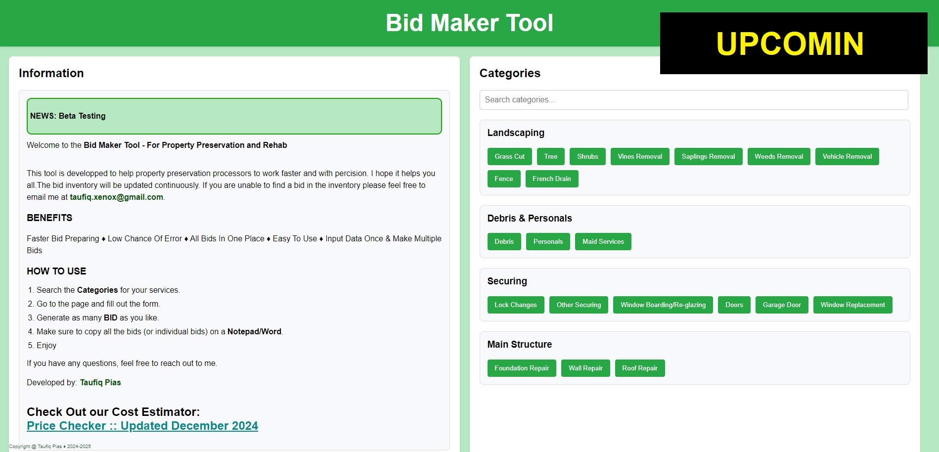 Bid Maker Tool